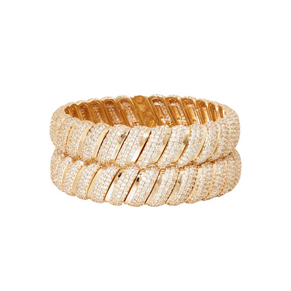 Roxanne Assoulin Women's Gold Pave Big Cobra Bracelet Duo