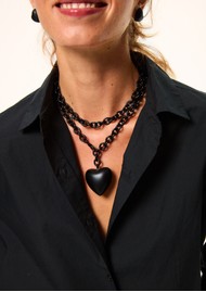 ROXANNE ASSOULIN Puffy Heart Necklace - Black