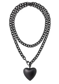 ROXANNE ASSOULIN Puffy Heart Necklace - Black