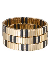 ROXANNE ASSOULIN Touch of Midnight Stack of 3 Bracelets - Gold & Black