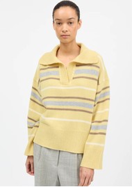 SKALL Paul V Neck Merino Wool Jumper - Yellow/Grey