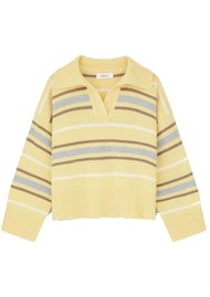 SKALL Paul V Neck Merino Wool Jumper - Yellow/Grey