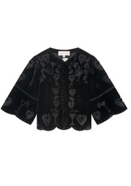 FABIENNE CHAPOT Roarie Velvet Tie Front Top - Black