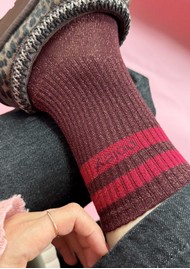 OOLEY Electra Glitter Socks - Chilly red