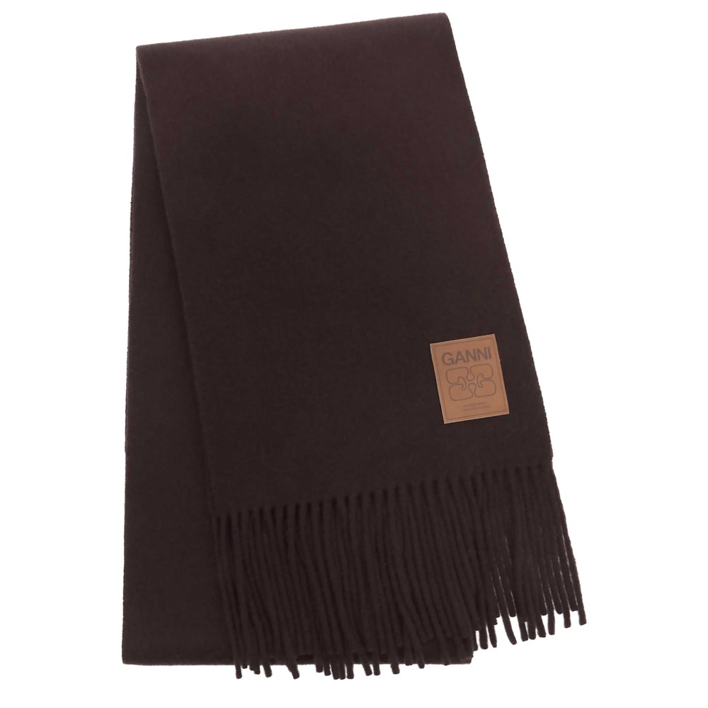 Ganni Women's Double Face Wool Knit Scarf - Choc Plum