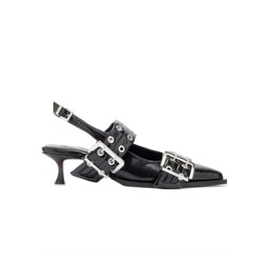 Buckle Kitten Heel Oleatex - Black