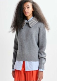 ESSENTIEL ANTWERP Jimmer Oversized Collar Jumper - Grey Melange