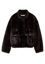 Ba&sh Paros Faux Fur Cropped Coat - Black