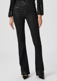 Paige Denim Laurel Canyon High Rise Flare Jeans - Black Fog Coated