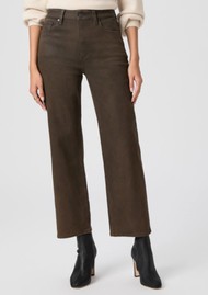 Paige Denim Stevie Straight Ankle Jean - Dark Brown Distressed Coating