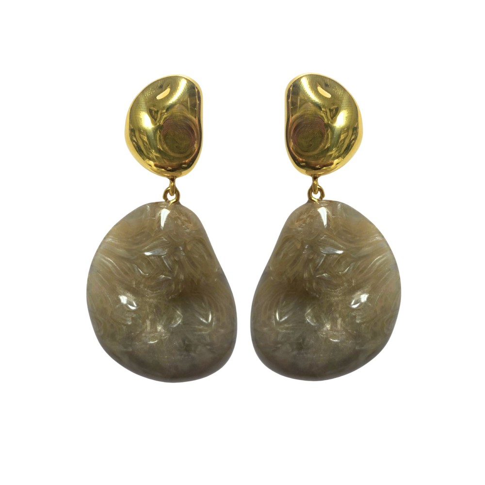 Vanessa Baroni Women's Grey Vanessa Baroni Double Nugget Stud Earrings - Biancone Marble