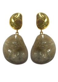 VANESSA  BARONI Double Nugget Stud Earrings - Biancone Marble