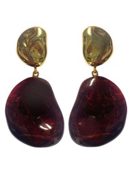VANESSA  BARONI Double Nugget Stud Earrings - Bordeaux Marble