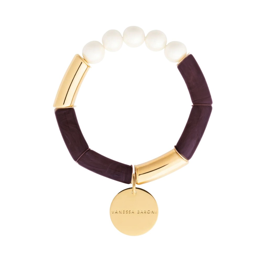Vanessa Baroni Women's Bordeaux Vanessa Baroni Flex Bracelet Pearl - Aubergine &