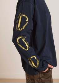 DAMSON MADDER Rambler Organic Cotton Long Sleeve T-Shirt - Navy