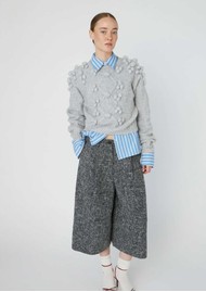 STELLA NOVA Cable Knit Jumper with Bobbles - Light Grey