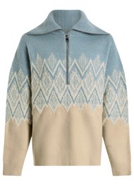 VARLEY Hedda Fairisle Half Zip Jumper - Ashley Blue