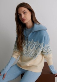 VARLEY Hedda Fairisle Half Zip Jumper - Ashley Blue