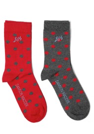 DAMSON MADDER 2 Pack Organic Cotton Socks - Red
