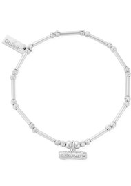ChloBo Dainty Moon Cut Sparkle T-Bar Bracelet - Silver