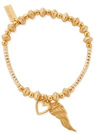 ChloBo Disc Heart Angel Wing Bracelet - Gold