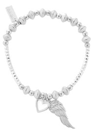 ChloBo Disc Heart Angel Wing Bracelet - Silver