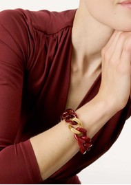 VANESSA  BARONI Flat Chain Bracelet - Gold/Bordeaux