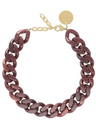 VANESSA  BARONI Flat Chain Necklace - Bordeaux Marble