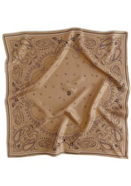 LESCARF Paisley Silk Scarf - Cappucino/Black/White