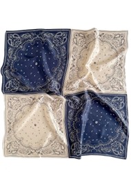 LESCARF Paisley Silk Scarf Quartet - Navy/sand