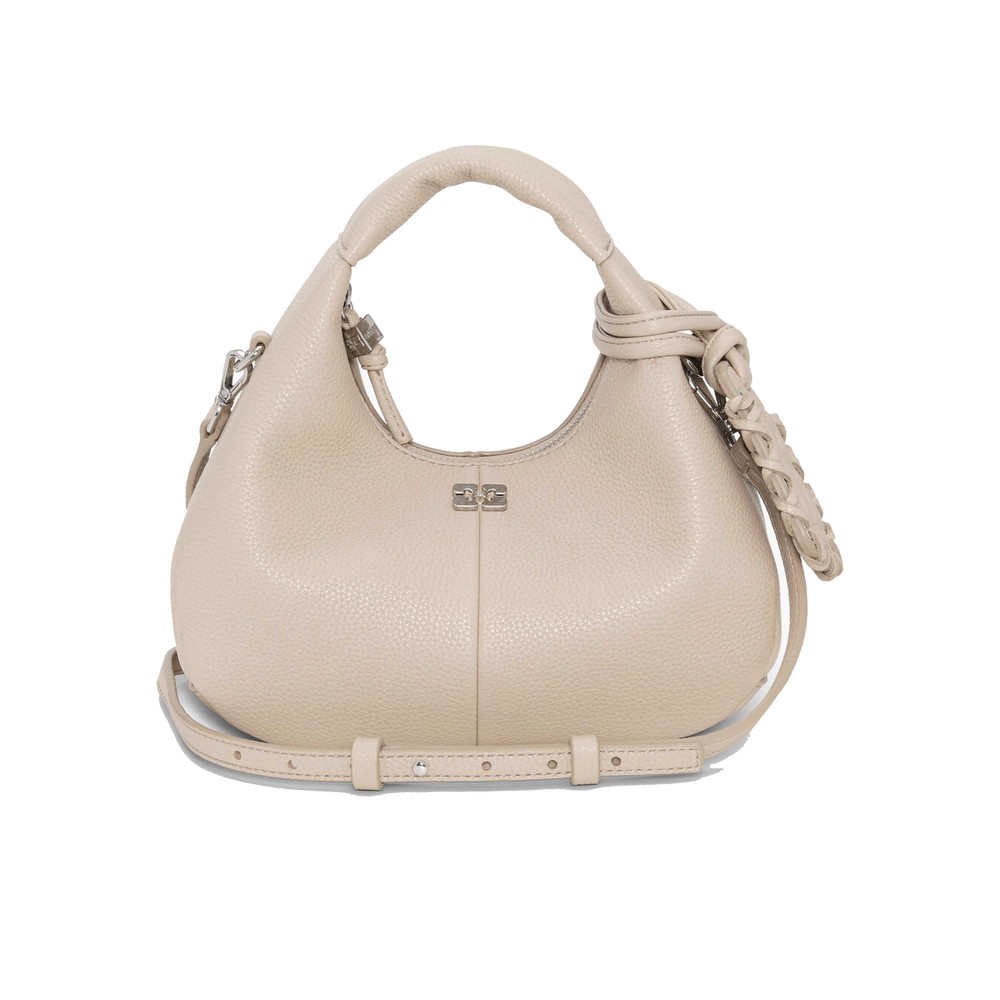 Ganni Women's White Hobo Mini Grained Bag - Pepper