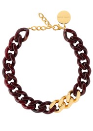 VANESSA  BARONI Flat Chain Necklace - Gold & Bordeaux Marble
