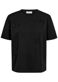 HAUTE LAMITIE Pearl Bow Tee - Black