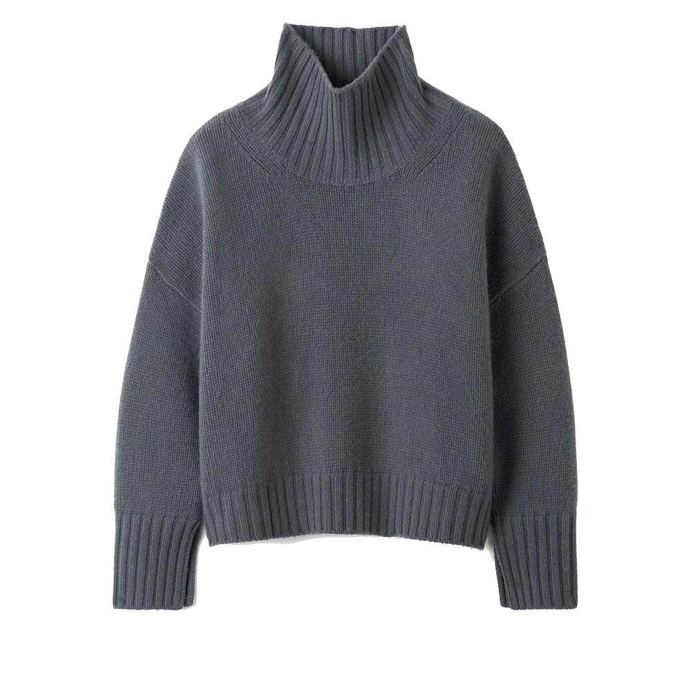 Soft Goat Women's Anthracite Cashmere Girlfriend Turtleneck