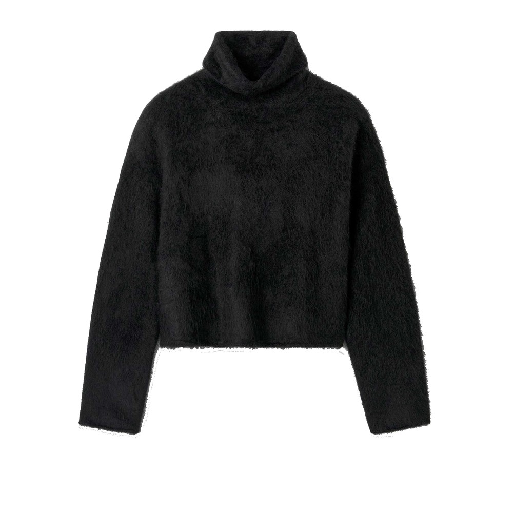 Soft Goat Women's Black Brushed Cashmere Turtleneck
