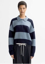 SOFT GOAT Striped Polo Shirt - Retro Blue