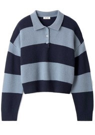 SOFT GOAT Striped Polo Shirt - Retro Blue