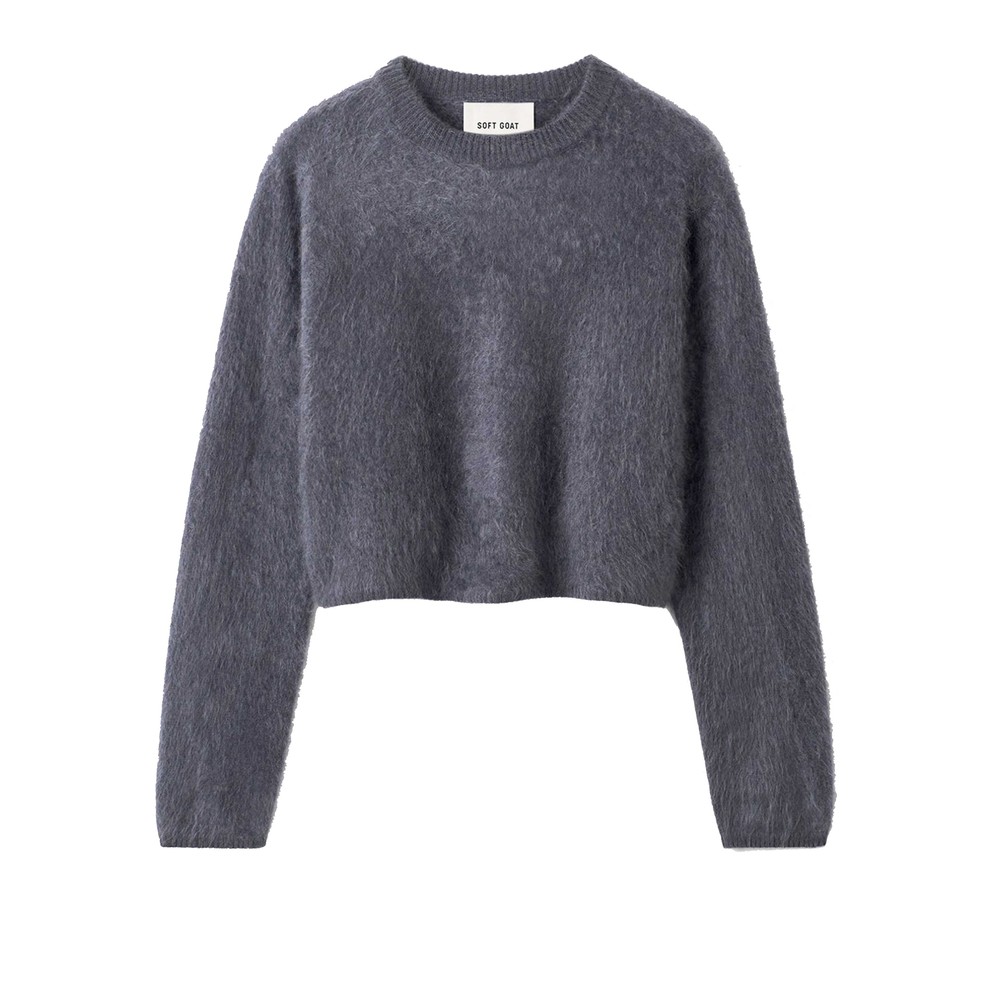 Soft Goat Women's Anthracite Brushed Cashmere Crewneck