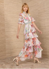 Hale Bob Tiered chiffon maxi dress - Ivory