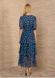 Hale Bob Tiered Polka Dot Dress - Navy