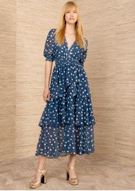 Hale Bob Tiered Polka Dot Dress - Navy