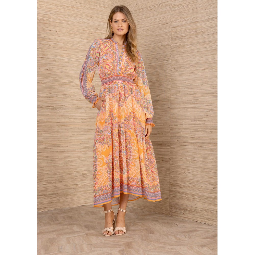 Hale Bob Women's Orange Paisley Midaxi Dress