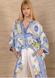 Hale Bob Tile Print Blouse - Blue