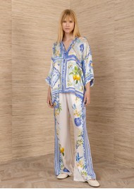 Hale Bob Tile Print Blouse - Blue