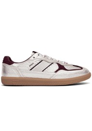ALOHAS TB.490 Grain Shimmer Trainer - Silver/Burgundy