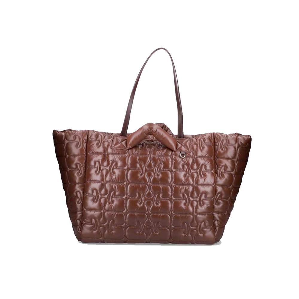 Ganni Women's Re-Tech Quilted Tote Bag - Chicory Coffee