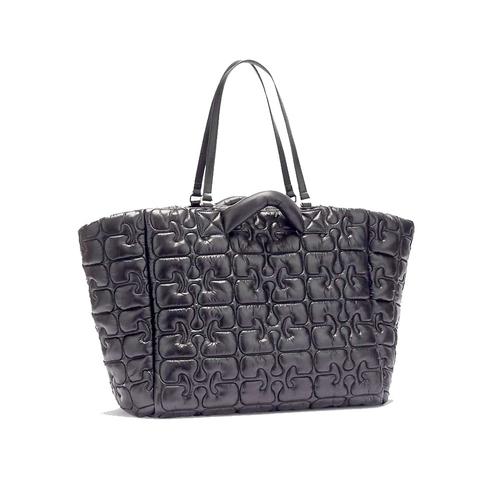 Ganni Women's Black Re-Tech Quilted Tote Bag