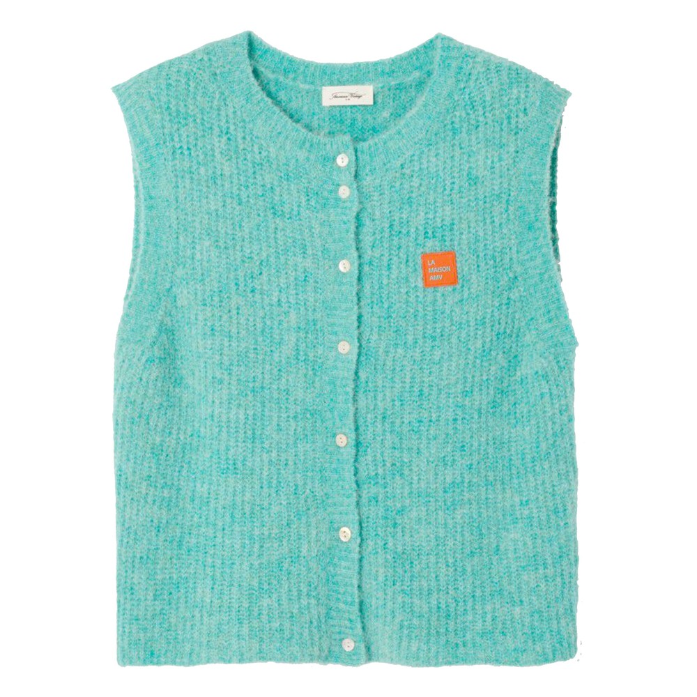 American Vintage Women's Turquoise/Blue East Sleeveless Cardigan - Recif
