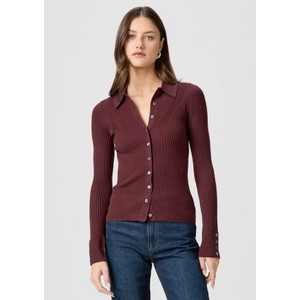 Jayde Ribbed Polo Top - Oxblood