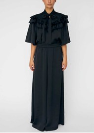 STELLA NOVA Satin Culotte Pants - Black